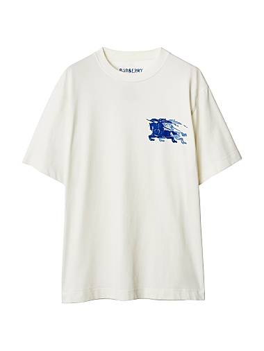 Burberry Double Equestrian Knight Design Cotton T-Shirt Chalk