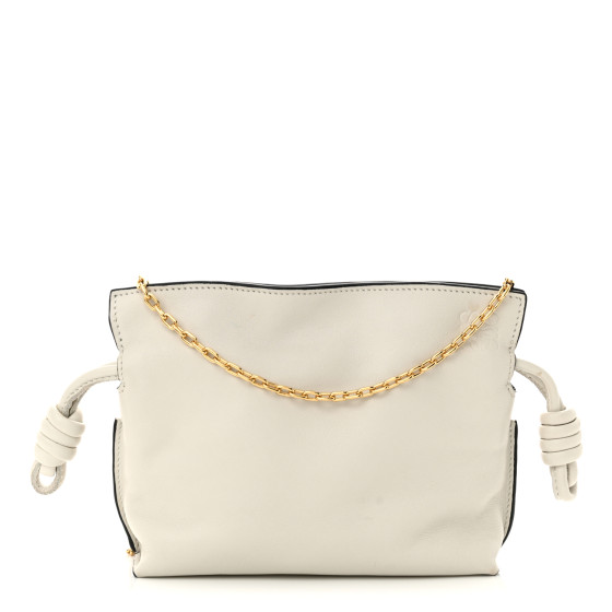 Calfskin Nano Flamenco Knot Clutch Soft White