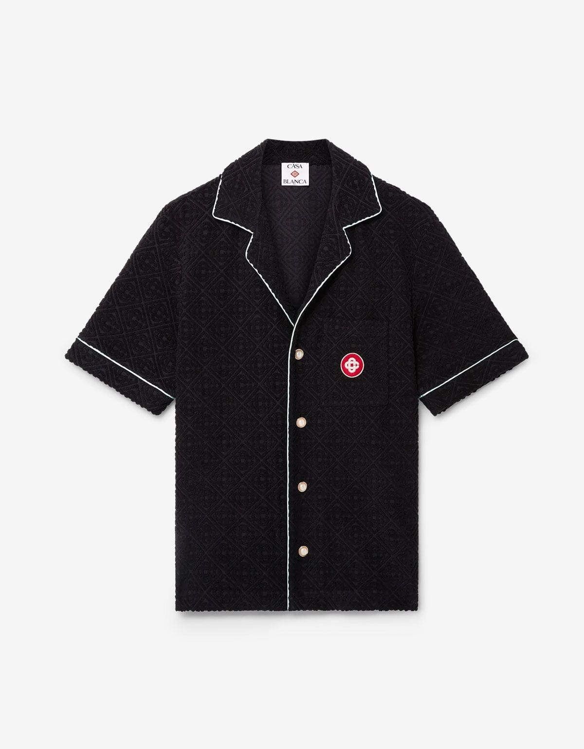 Casablanca Black Monogram Jacquard Towelling Short Sleeve Shirt