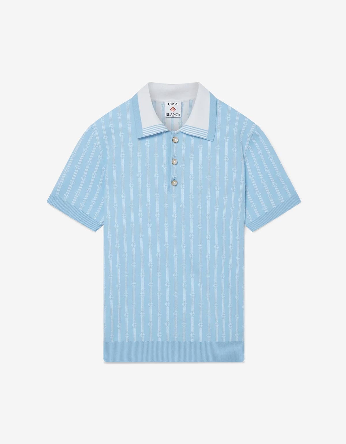 Casablanca Blue Monogram Polo Shirt