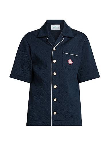 Casablanca Logo Textured Camp Shirt Navy