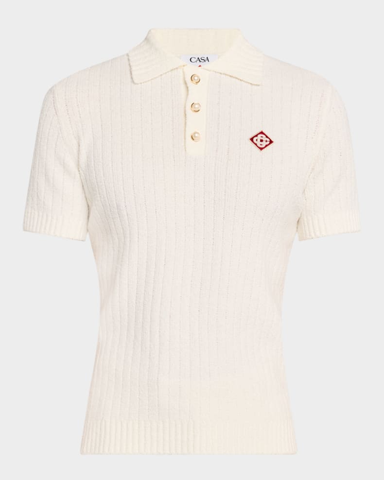 CASABLANCA Men's Boucle Polo Shirt White