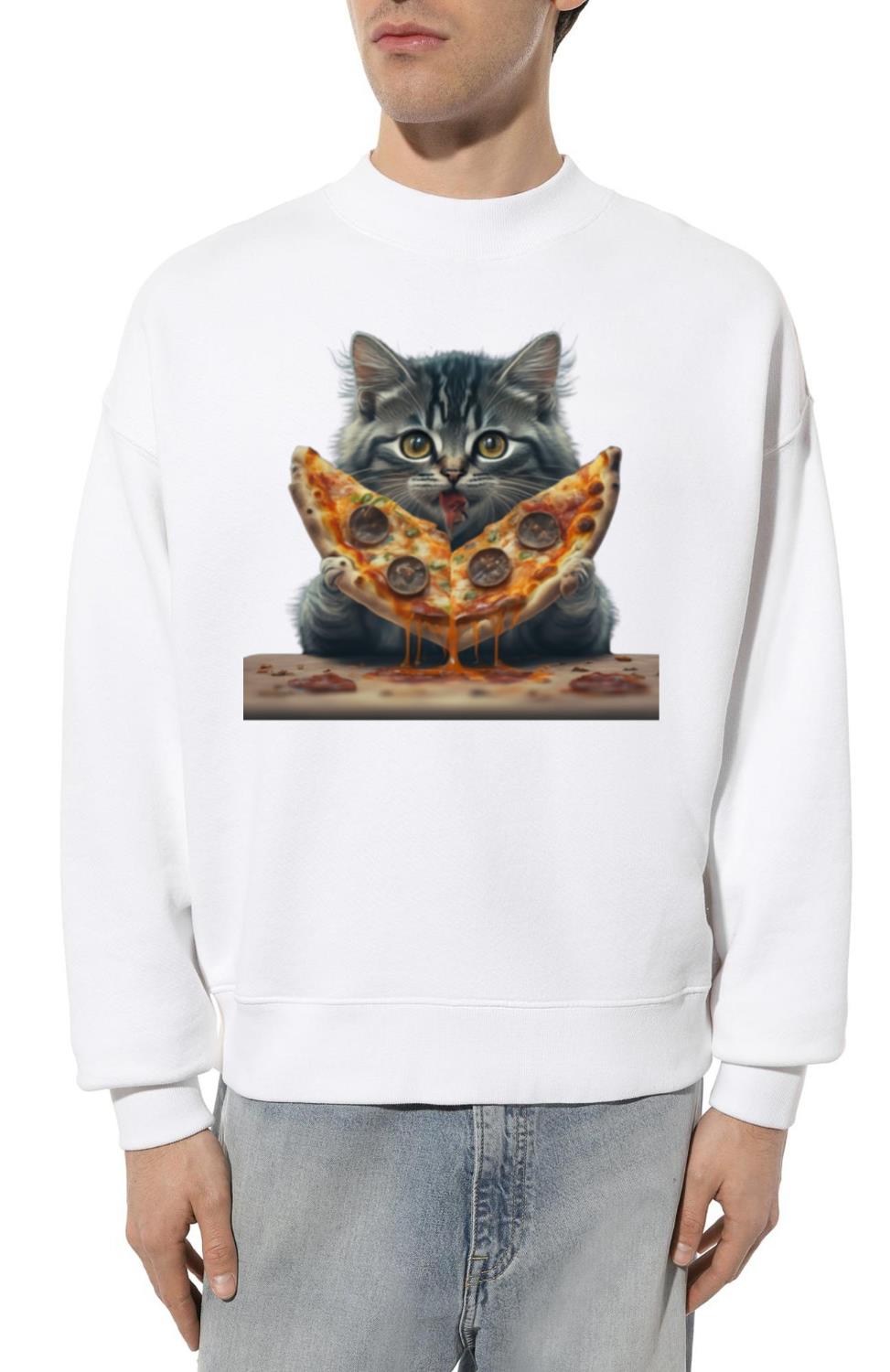 Cat eating a pizza - Unisex Sweatshirt