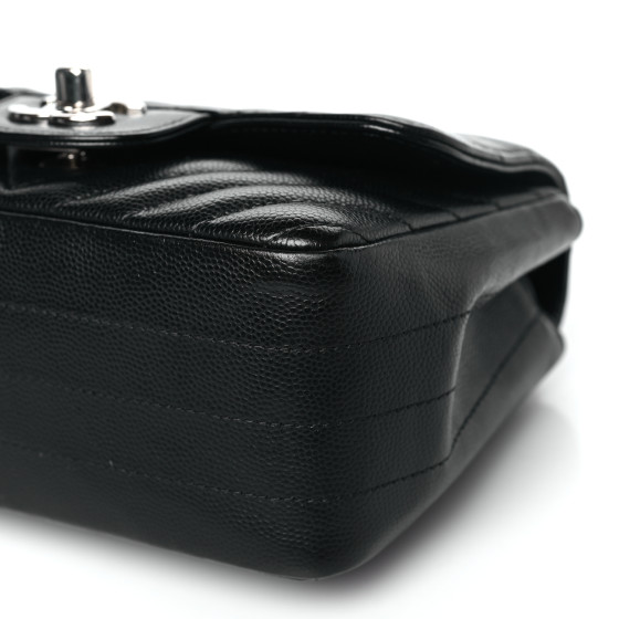 Caviar Chevron Quilted Mini Square Flap Black - Image 10