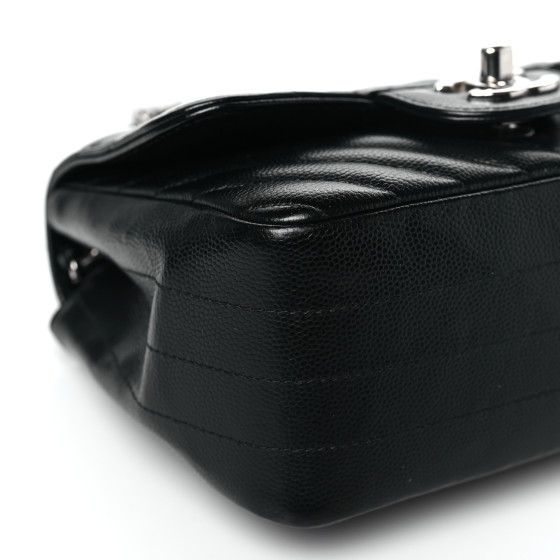 Caviar Chevron Quilted Mini Square Flap Black - Image 9