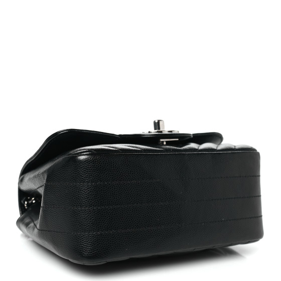 Caviar Chevron Quilted Mini Square Flap Black - Image 4