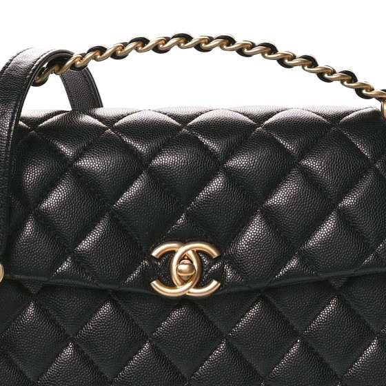 Caviar Quilted 31 Rue Cambon Top Handle Flap Black - Image 9
