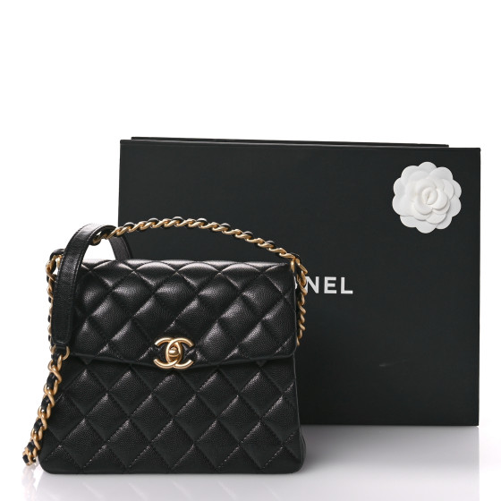 Caviar Quilted 31 Rue Cambon Top Handle Flap Black - Image 12
