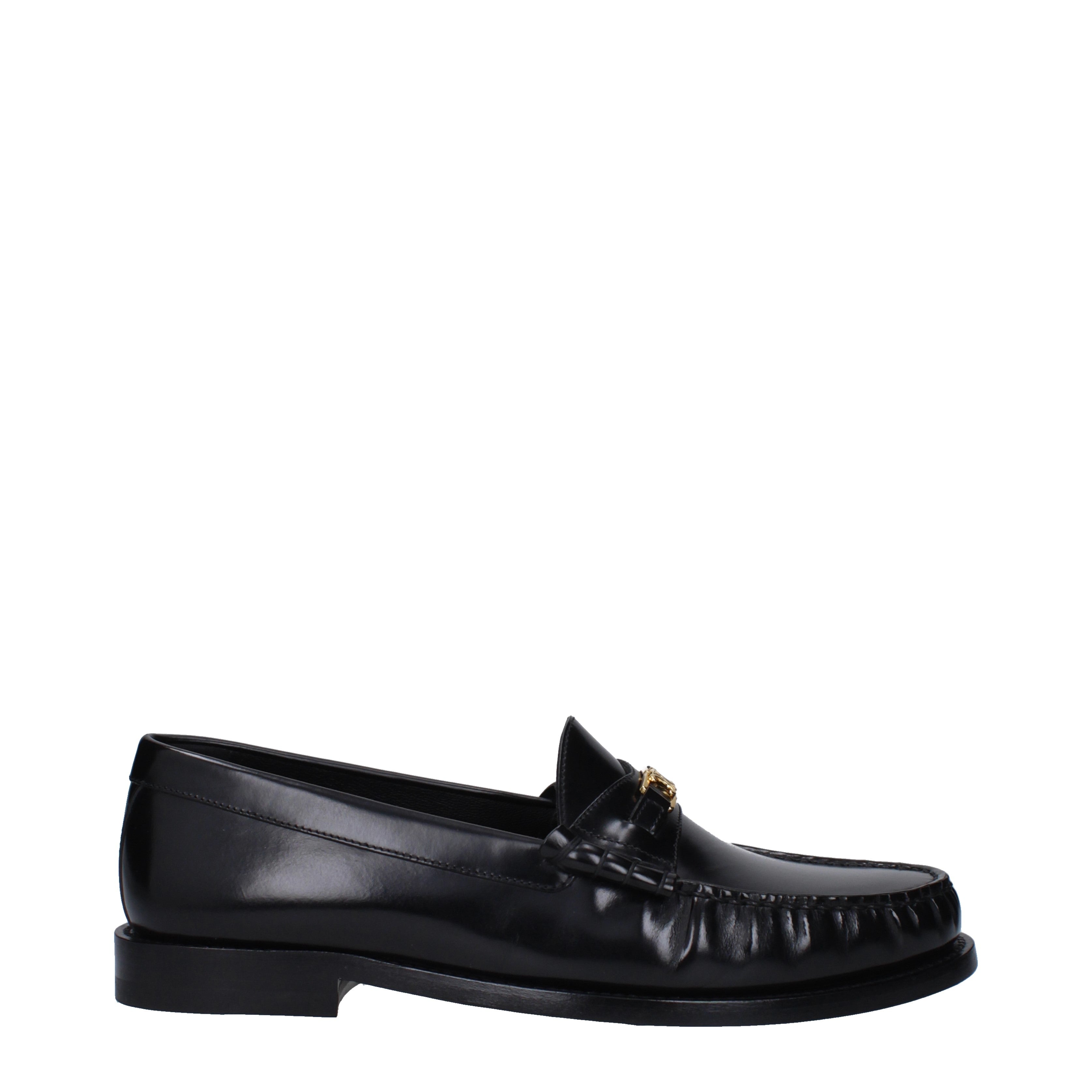 Celine Loafers Men Leather Black/Gold
