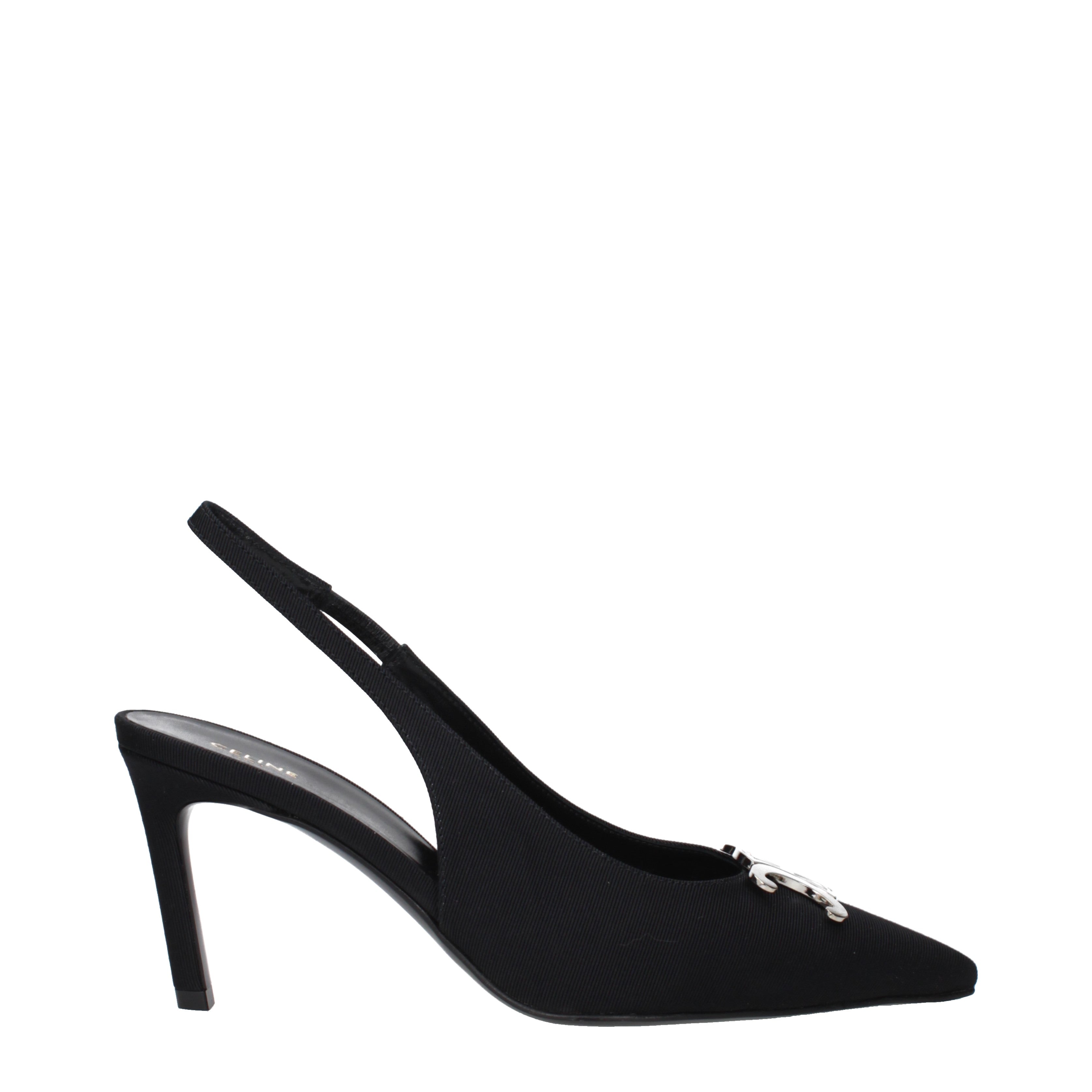 Celine Sandals Triomphe Woman Fabric Black