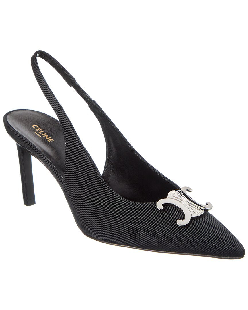 Celine Triomphe Grosgrain Slingback Pump