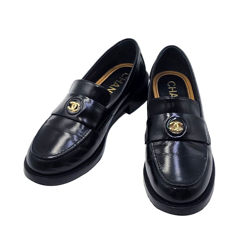 CHANEL Black Moccasin Loafers Size 35.5 G45988