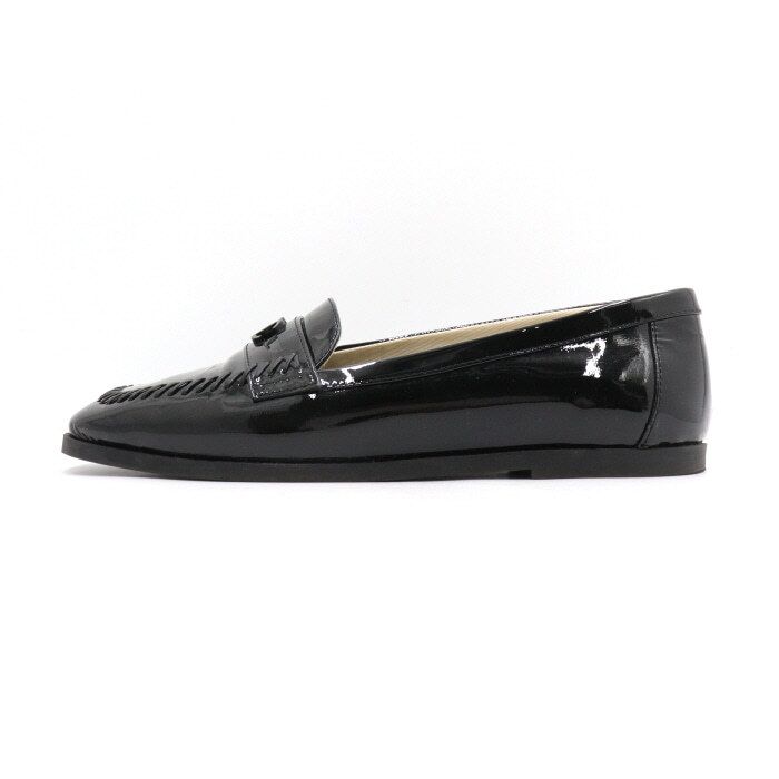 CHANEL Black Patent Black CC Women's Loafers G45409
