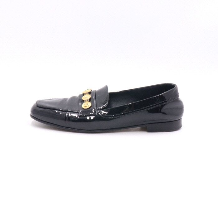 CHANEL Black Patent Penny Loafers Women's Shoes G37044