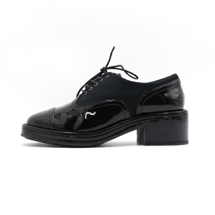 CHANEL Black Patent Women's Derby Shoes G31184 aa44826