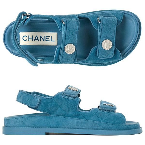 CHANEL Blue Velcro Strap Sandals G35927 00034