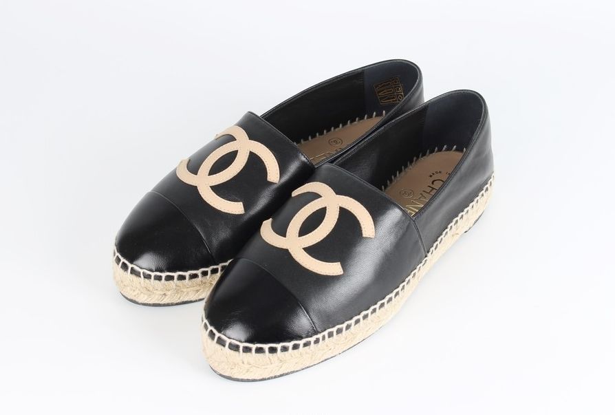 CHANEL CC Logo Espadrilles Size 38