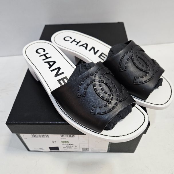 CHANEL Mid-Heel Mule Sandals - SKU 240
