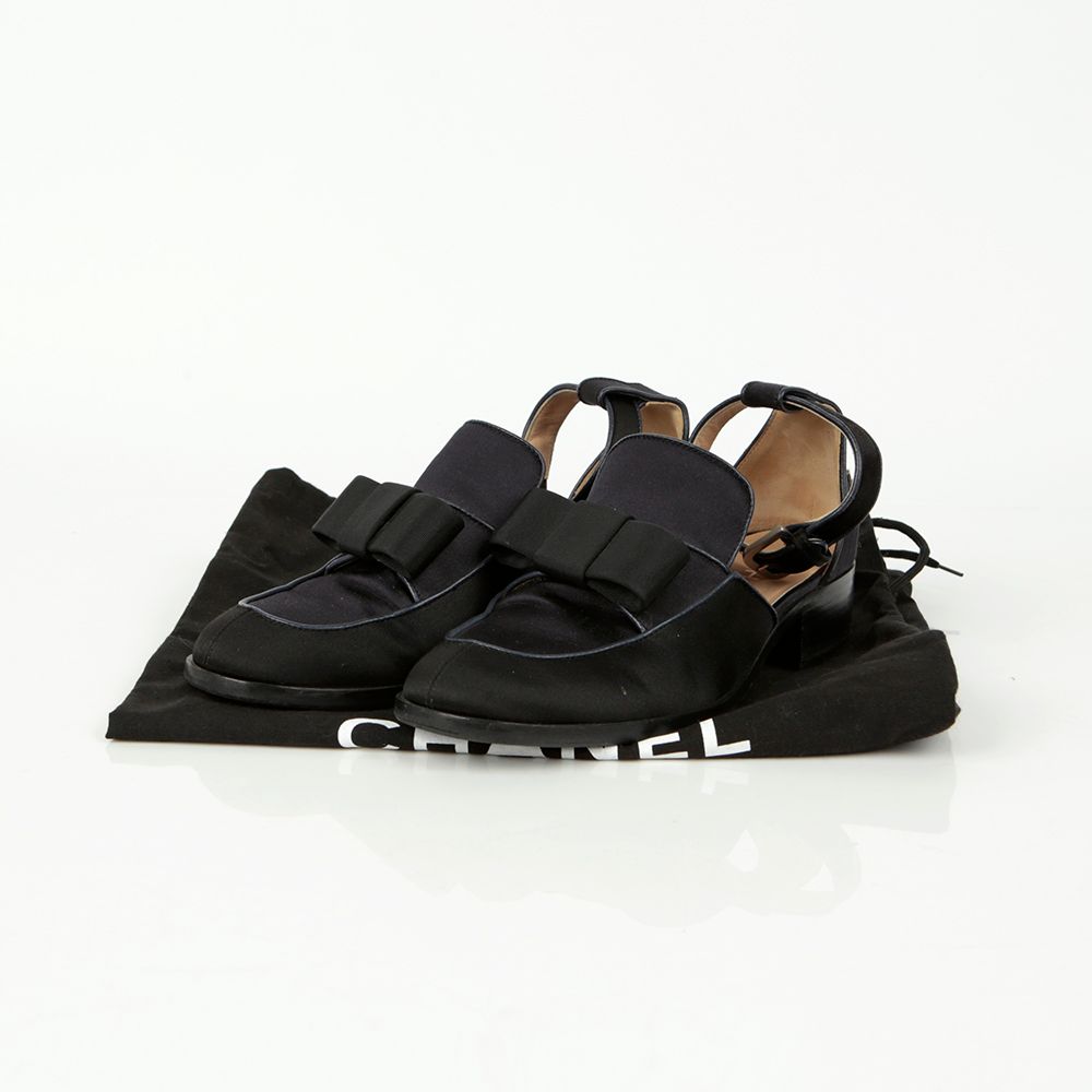 CHANEL Strap Bow Loafers G30807 Size 35