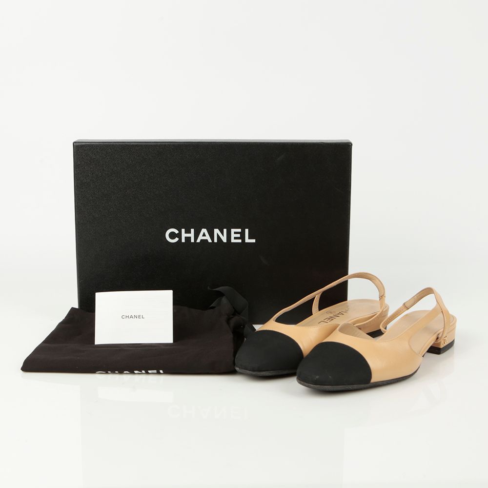 CHANEL Two-Tone Slingback Sandals Size 36.5 G31319