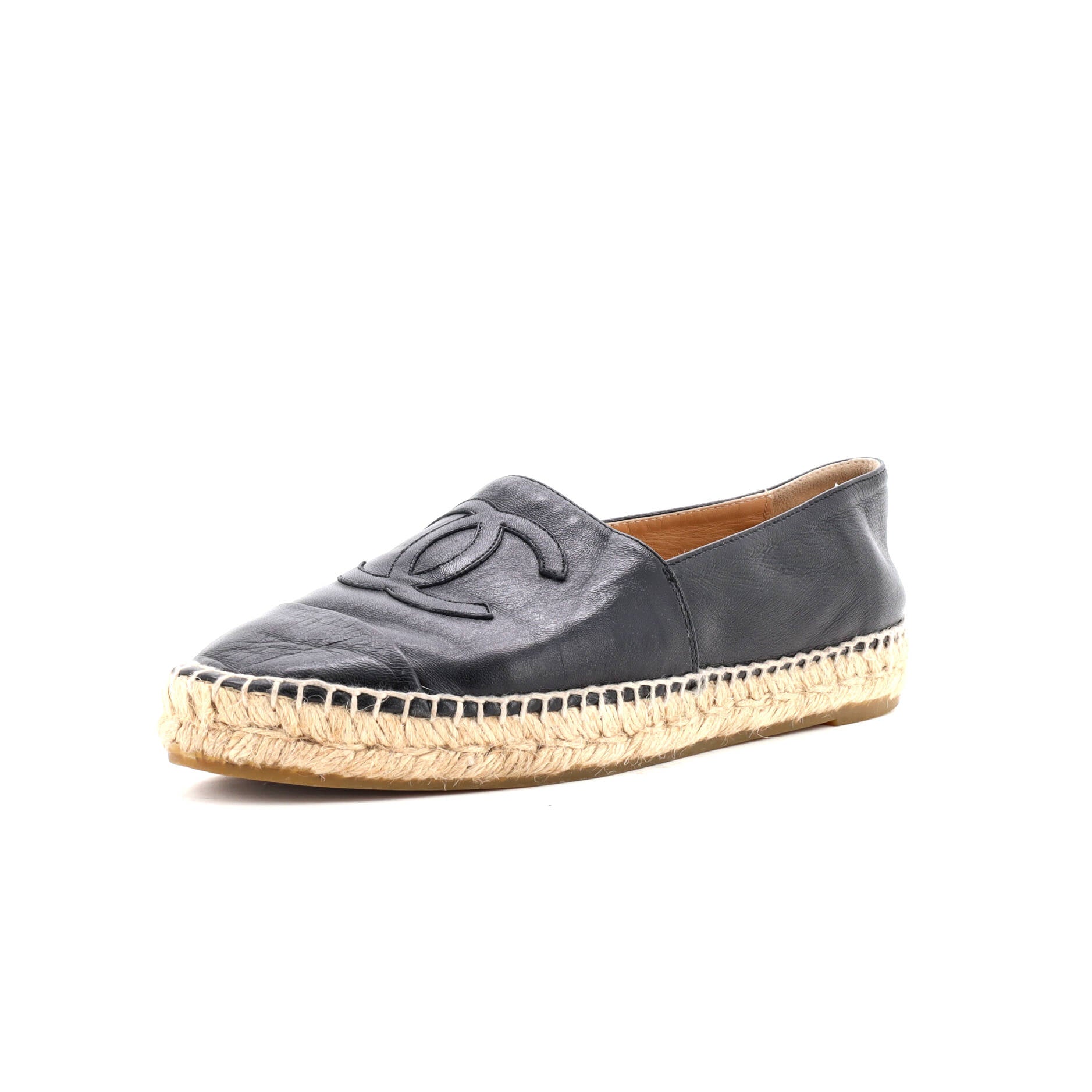 CHANEL Women's CC Cap Toe Espadrilles Leather