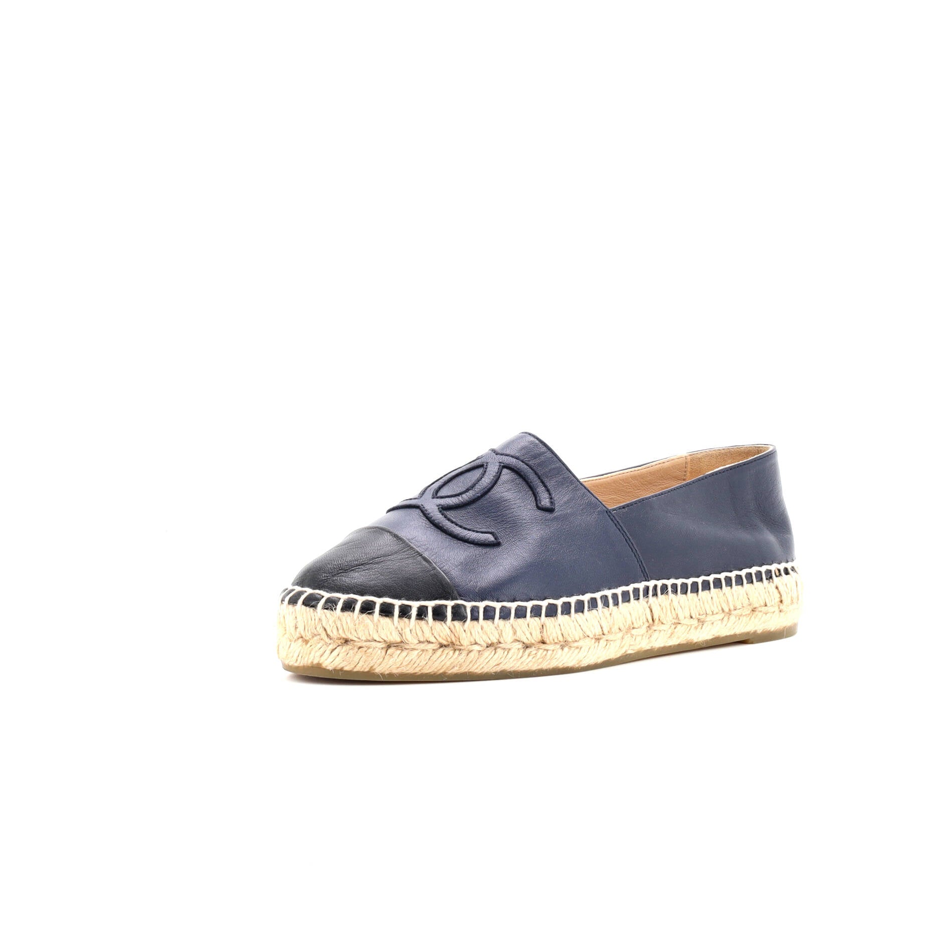 CHANEL Women's CC Cap Toe Espadrilles Leather