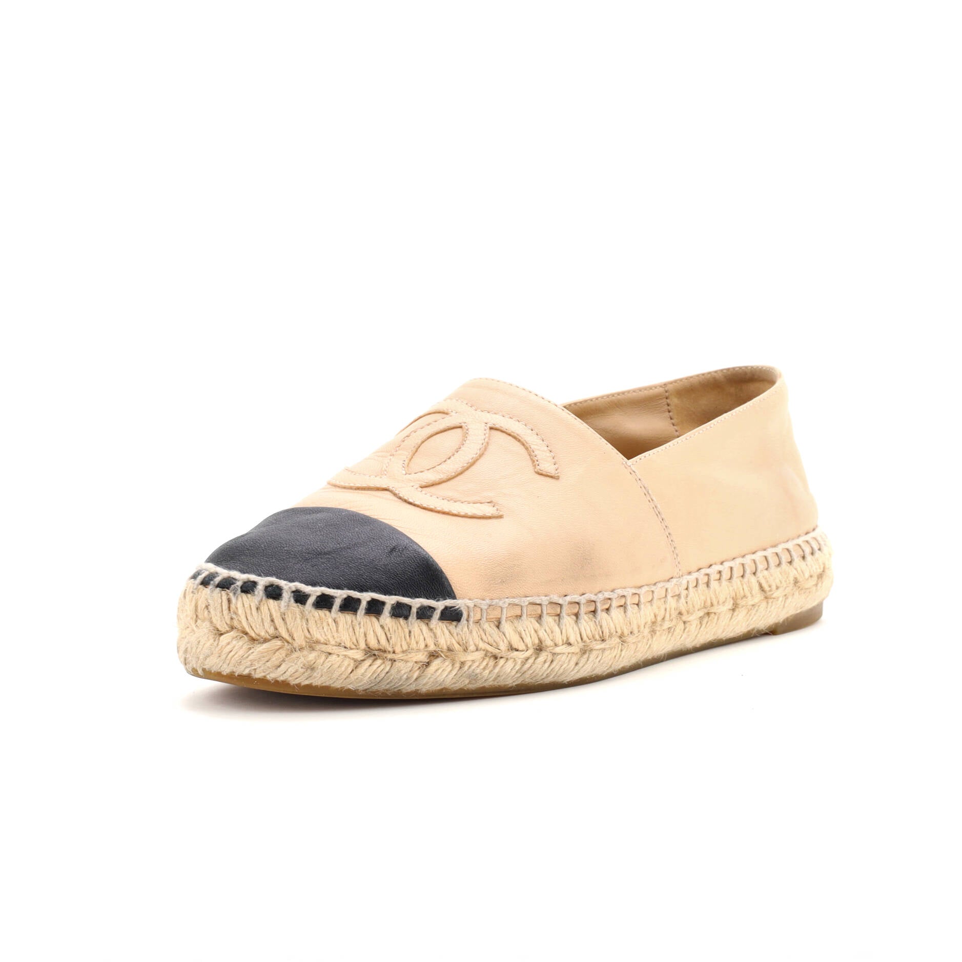 CHANEL Women's CC Cap Toe Espadrilles Leather
