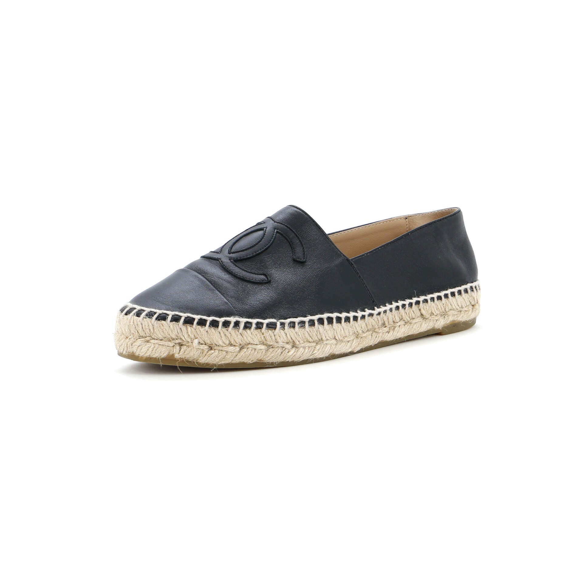CHANEL Women's CC Cap Toe Espadrilles Leather