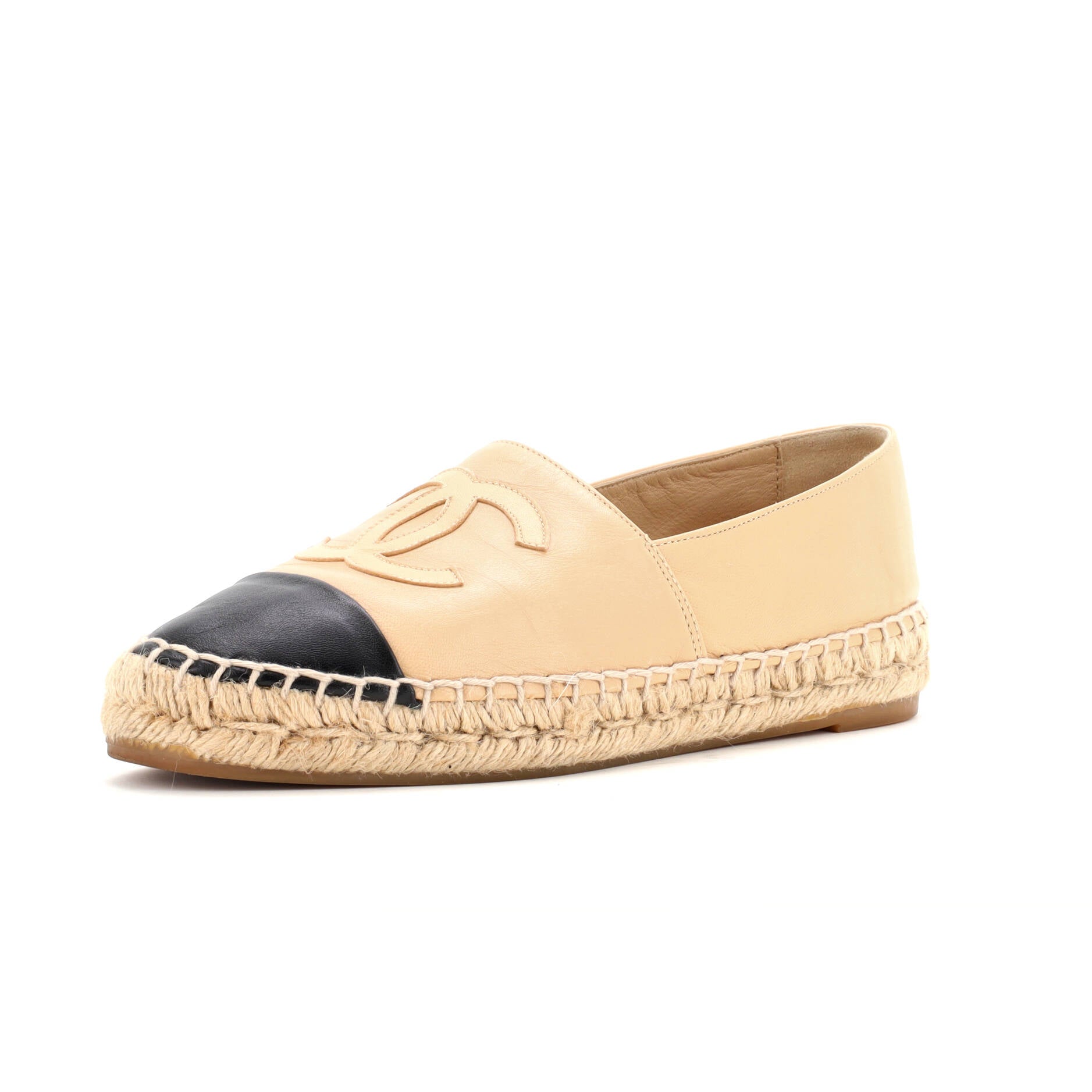 CHANEL Women's CC Cap Toe Espadrilles Leather
