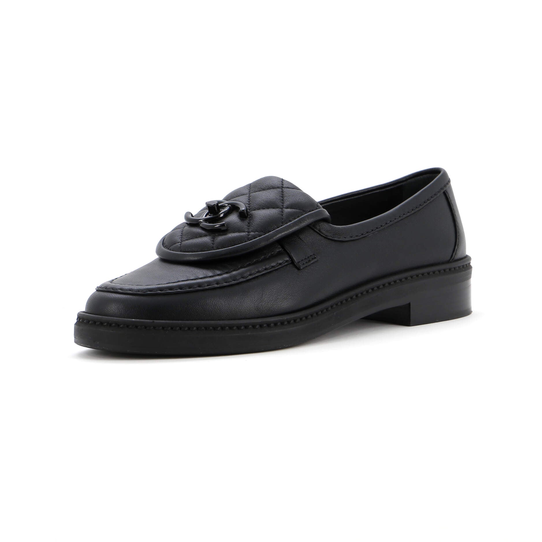 CHANEL Women's CC Loafers Quilted Leather