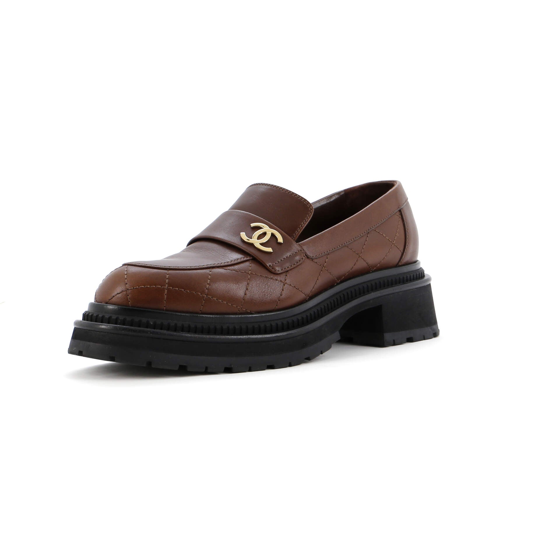 CHANEL Women's CC Loafers Quilted Leather