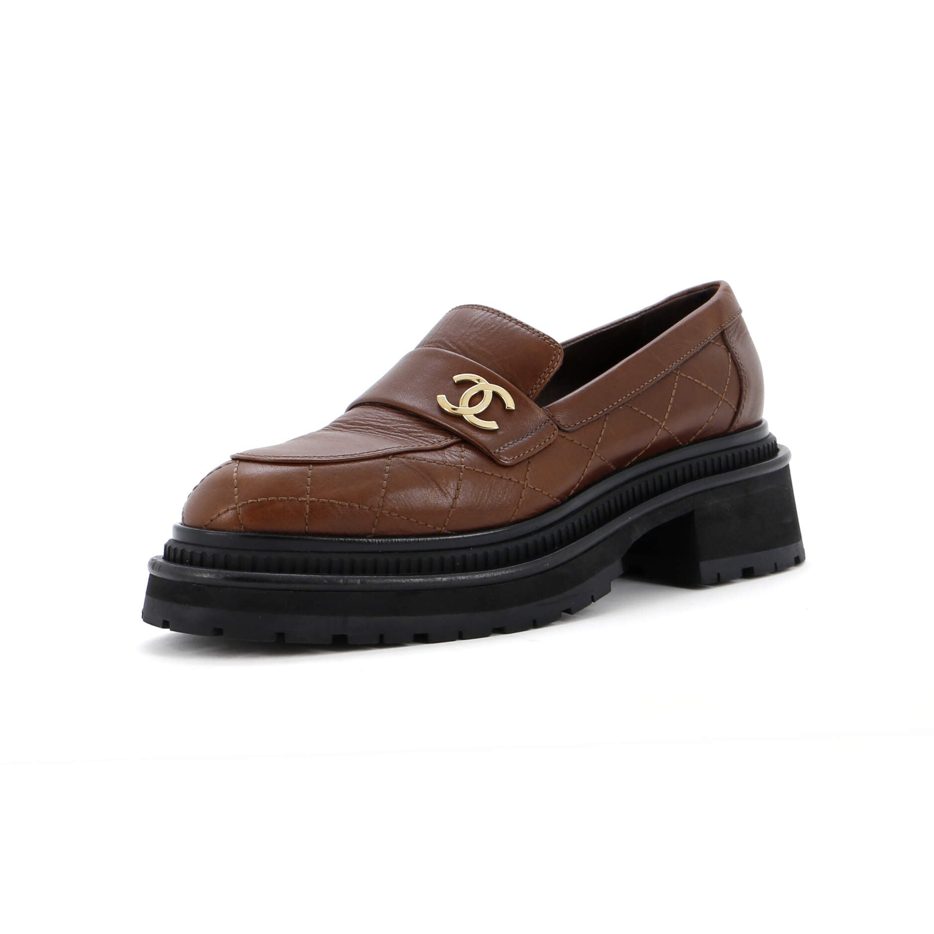CHANEL Women's CC Loafers Quilted Leather