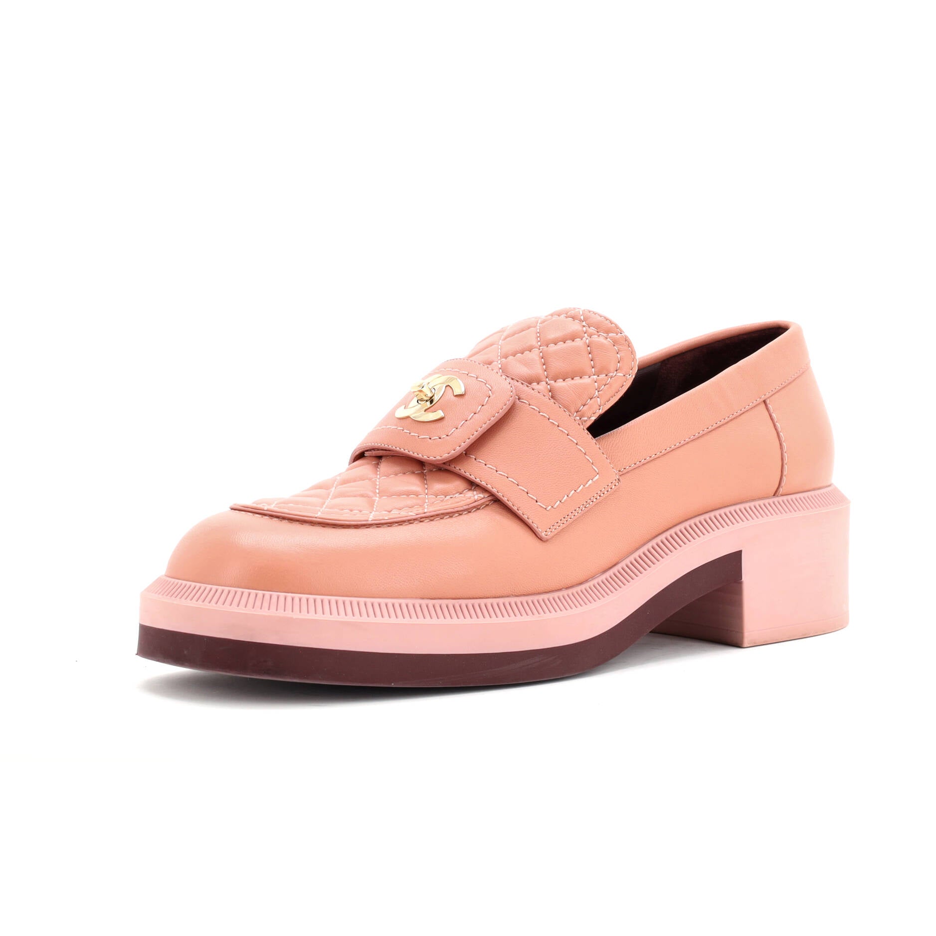 CHANEL Women's CC Loafers Quilted Leather