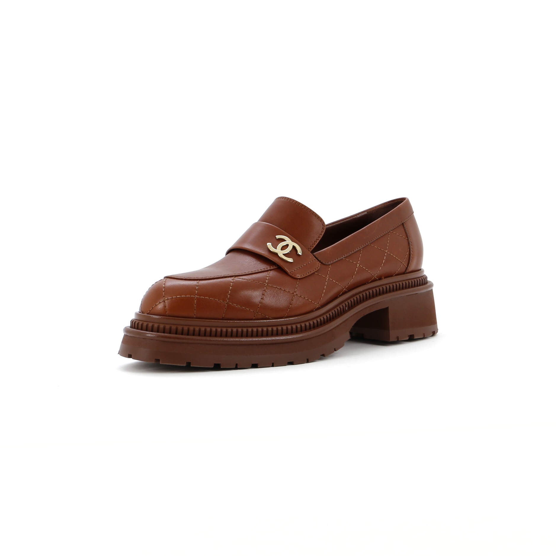 CHANEL Women's CC Loafers Quilted Leather