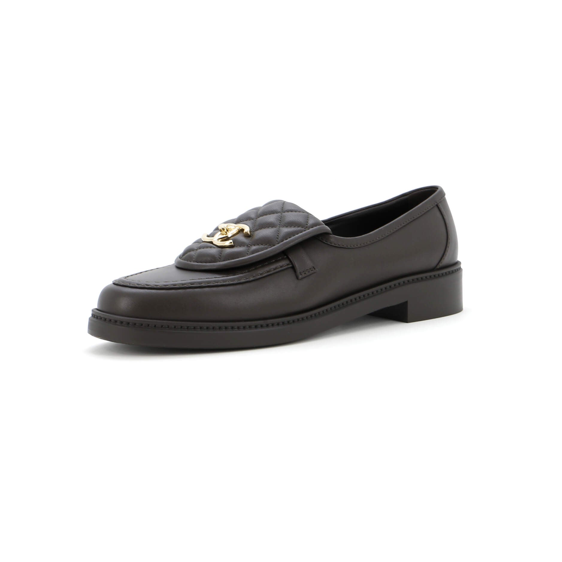 CHANEL Women's CC Loafers Quilted Leather
