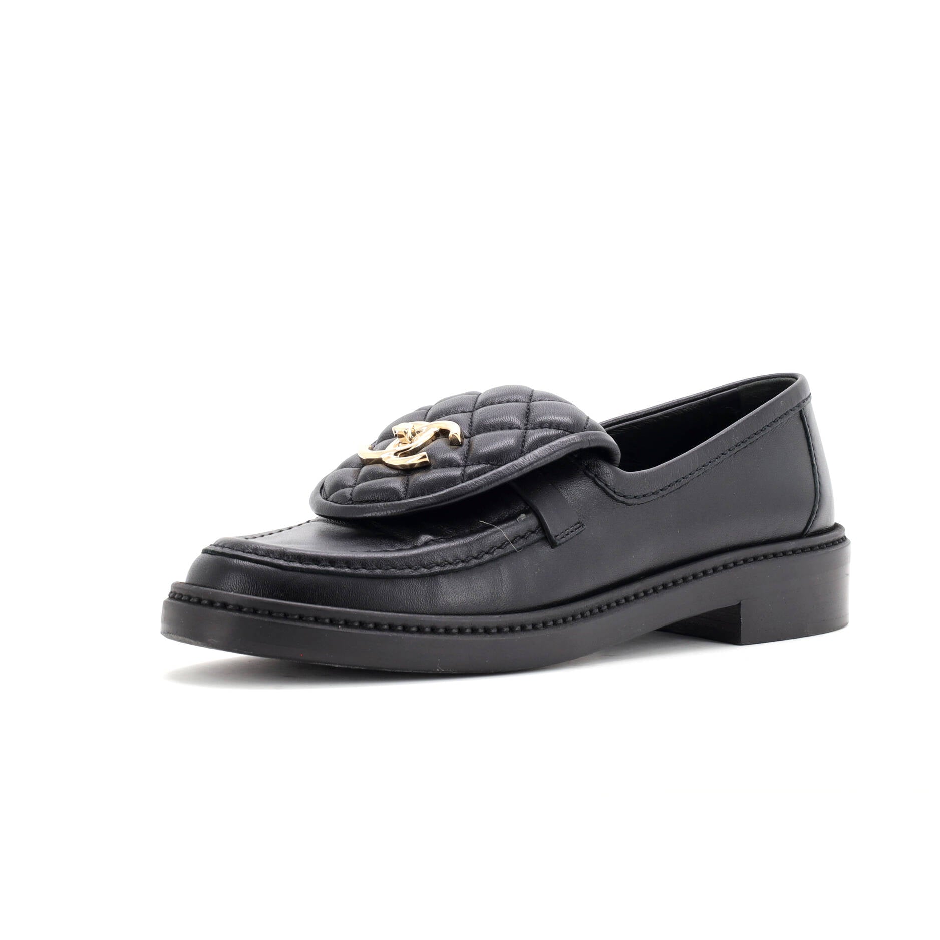 CHANEL Women's CC Loafers Quilted Leather