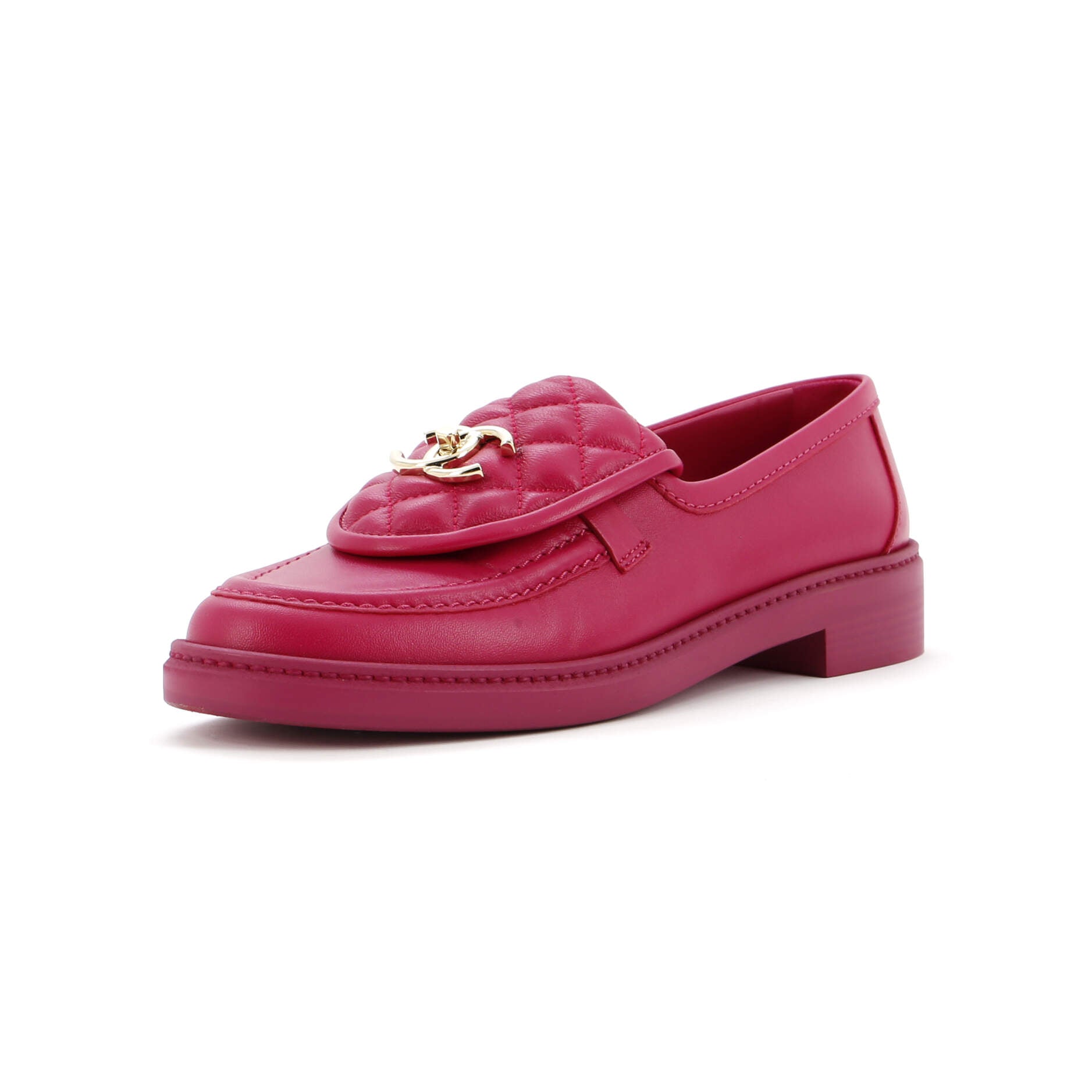 CHANEL Women's CC Loafers Quilted Leather