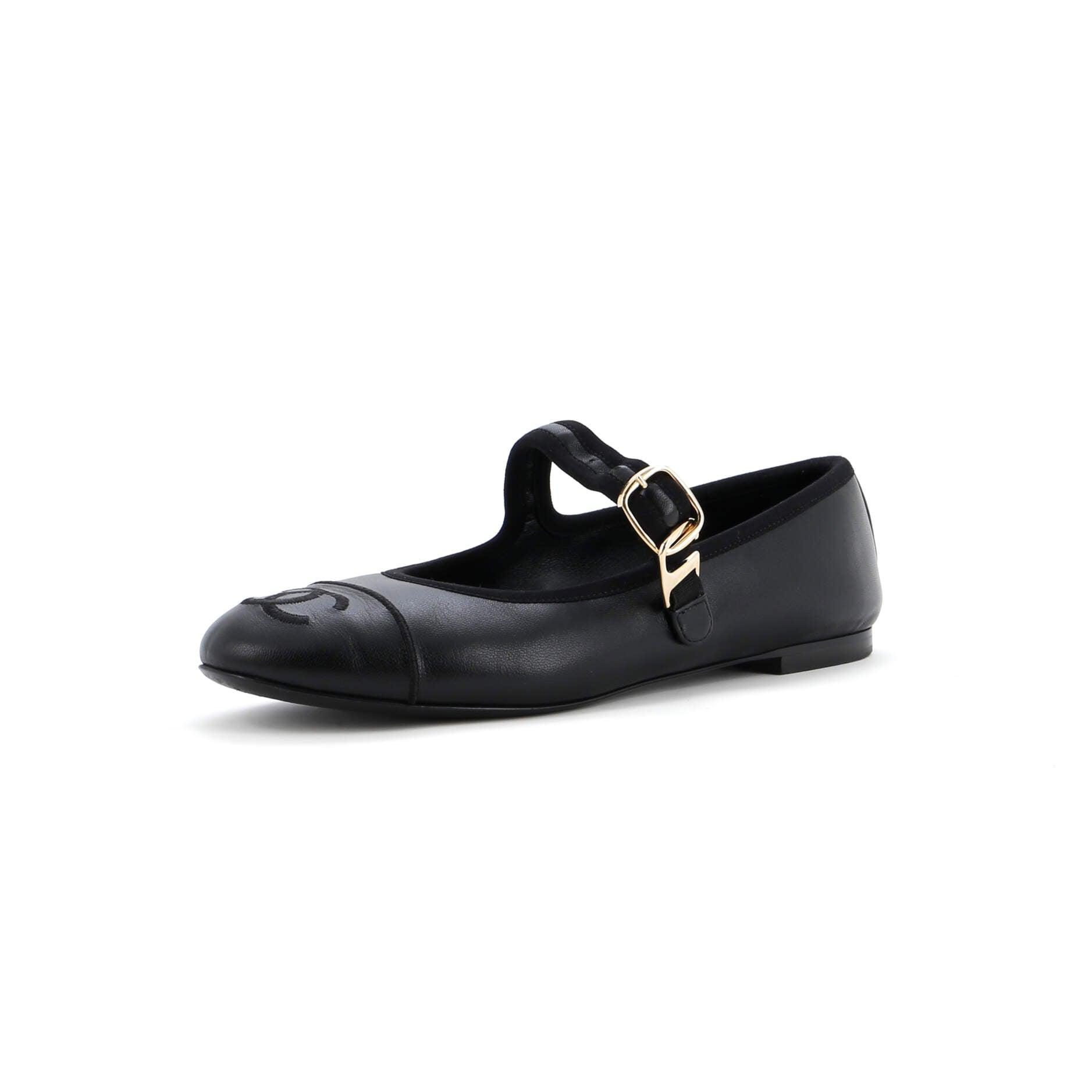 CHANEL Women's CC Mary Jane Flats Embroidered Leather