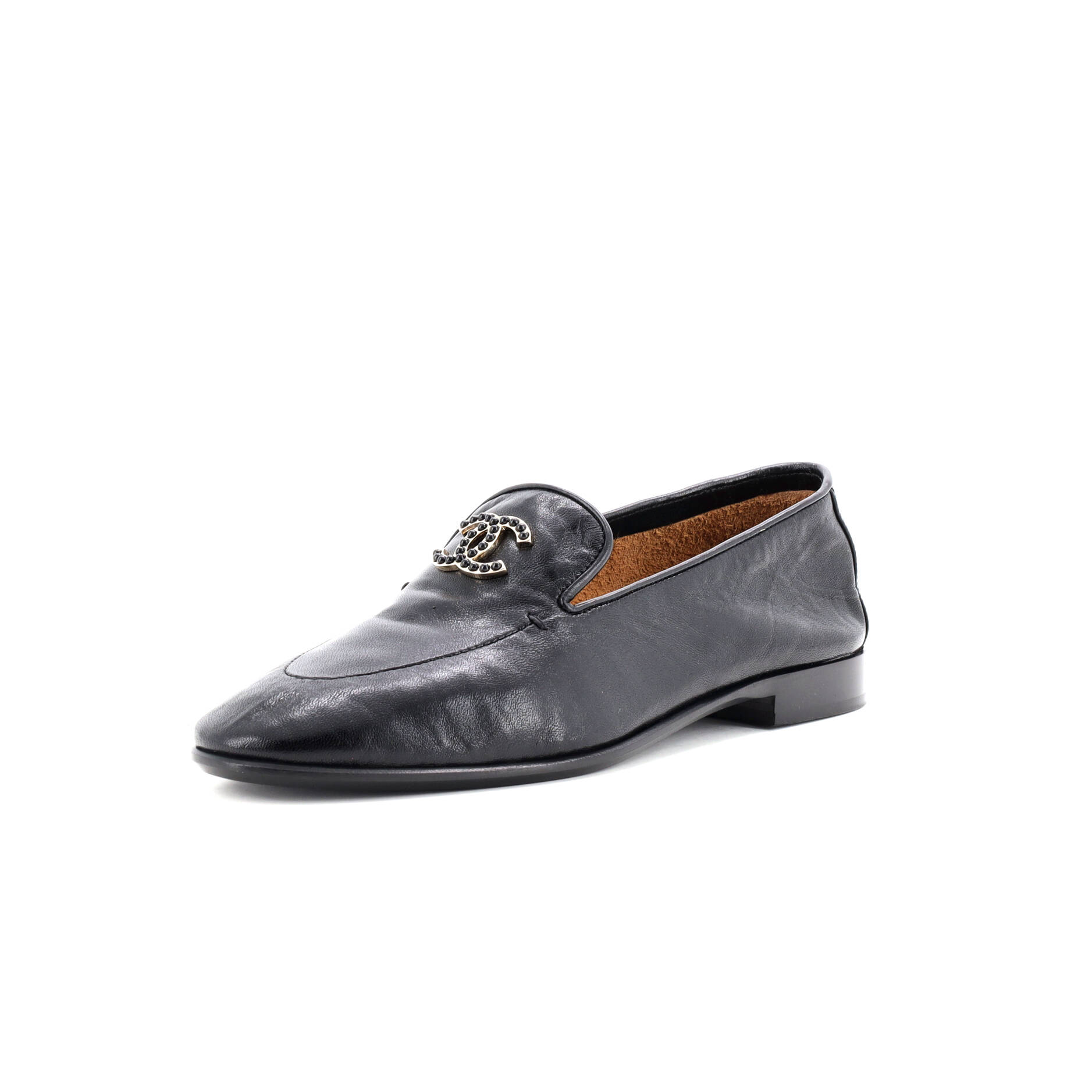 CHANEL Women's CC Mocassin Loafers Leather with Metal