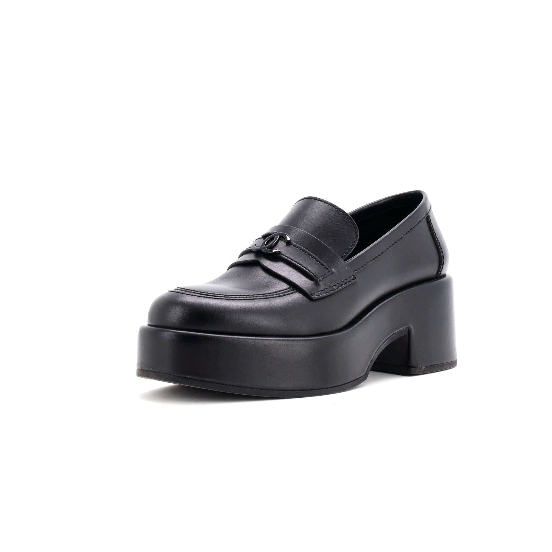 CHANEL Women's CC Platform Loafers Leather