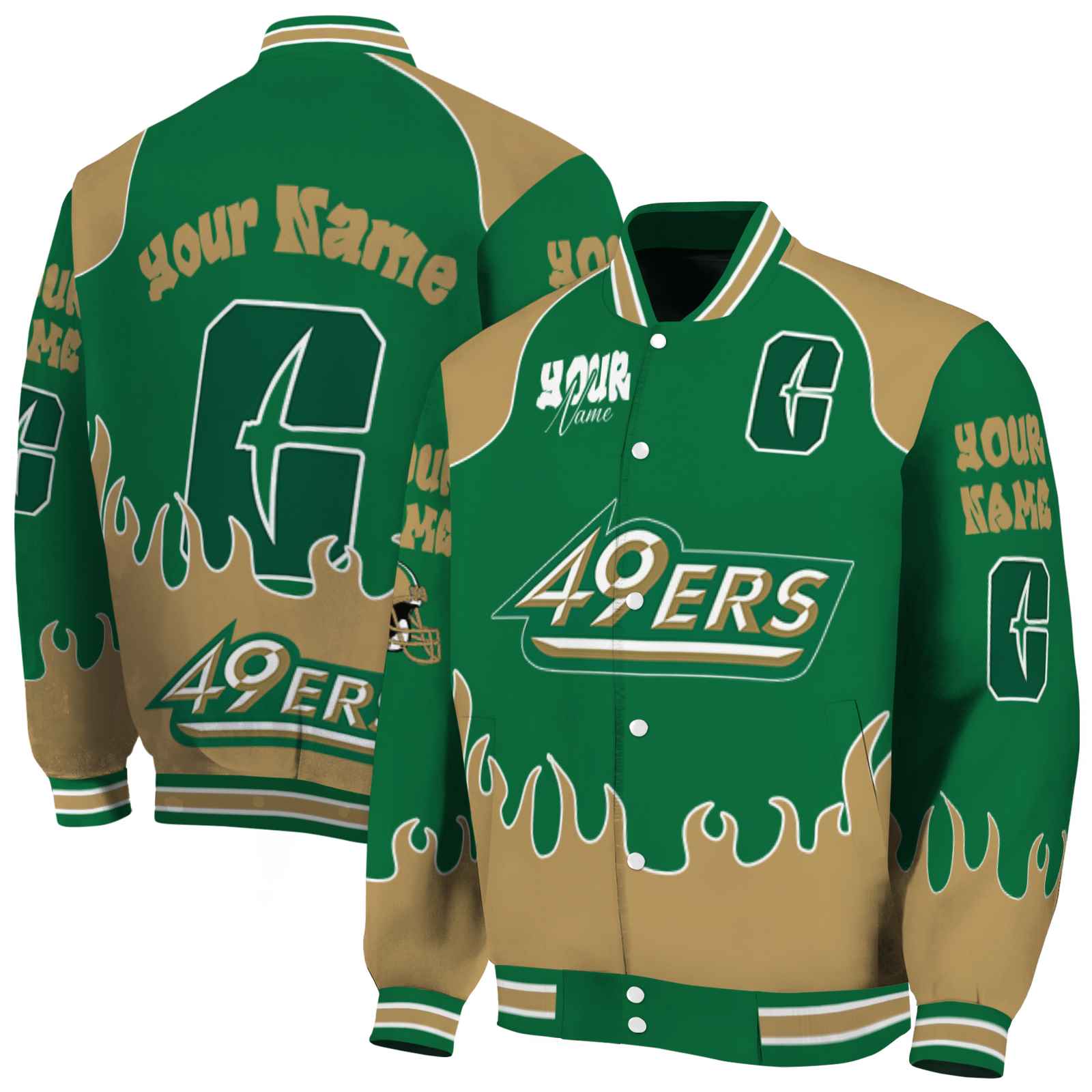 Charlotte 49ers Fire Graphic Green NCAA Jacket Custom For Football Fans
