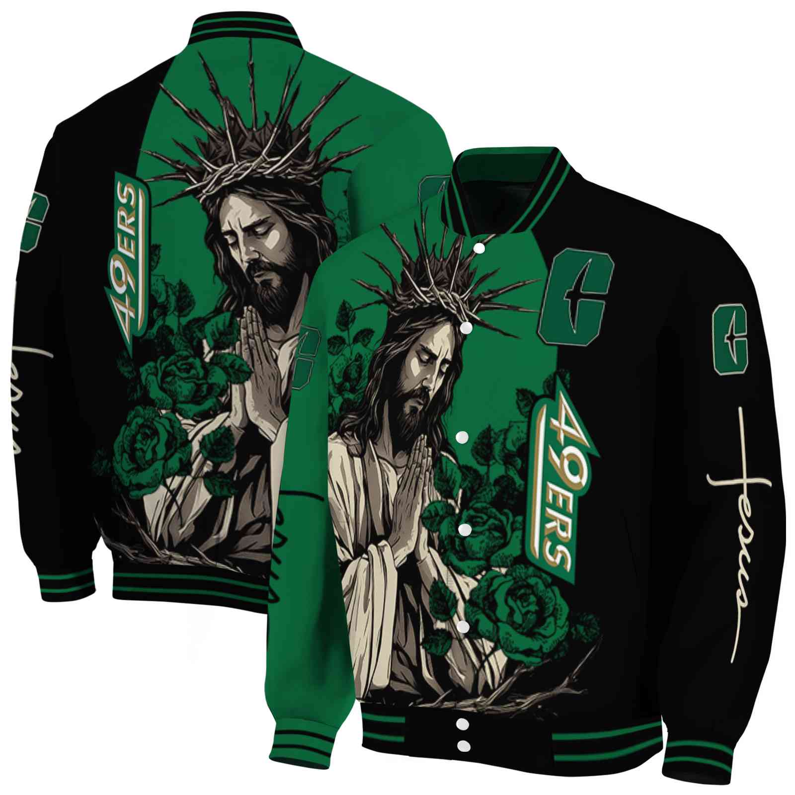 Charlotte 49ers NCAA Hands In Prayer Green Black Jacket Custom Gift For Sport Team Fans 