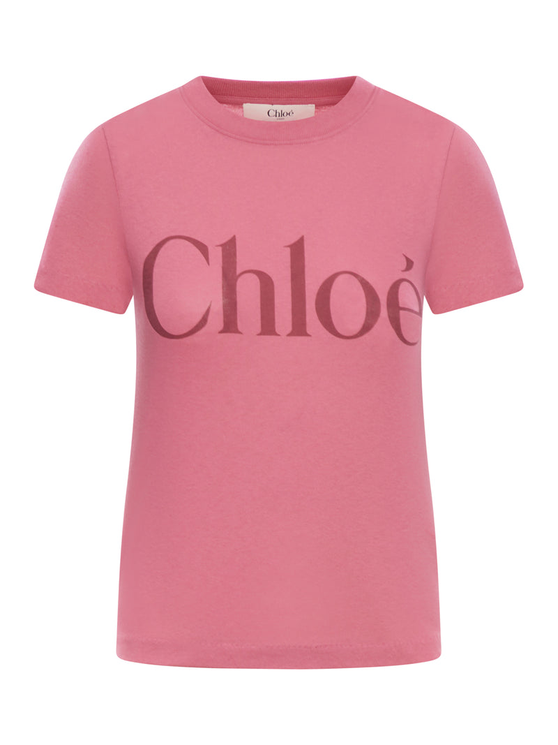 Chloe` BABY FIT T-SHIRT WITH LOGO IN COTTON JERSEY
