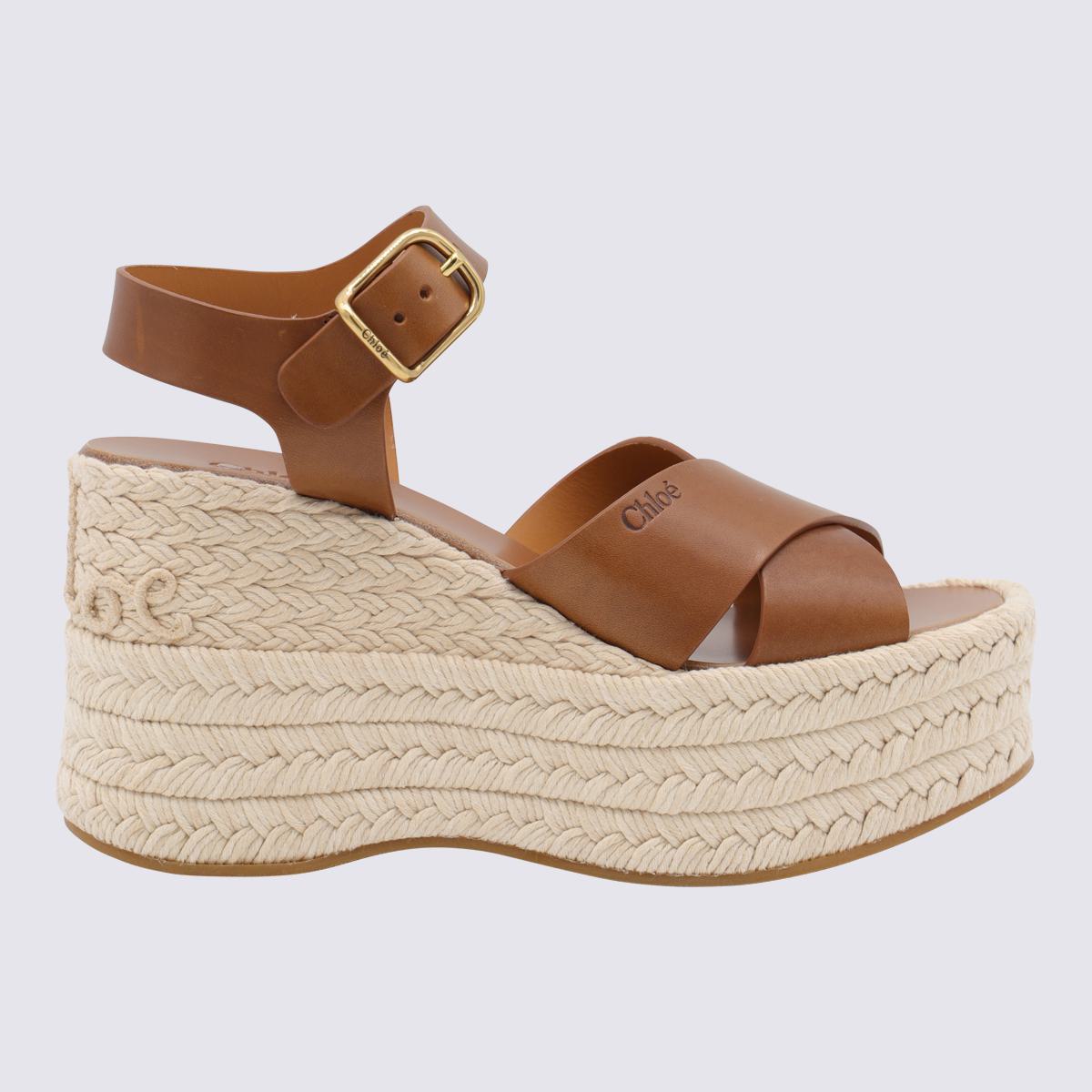 Chloe Brown Leather Espadrillas