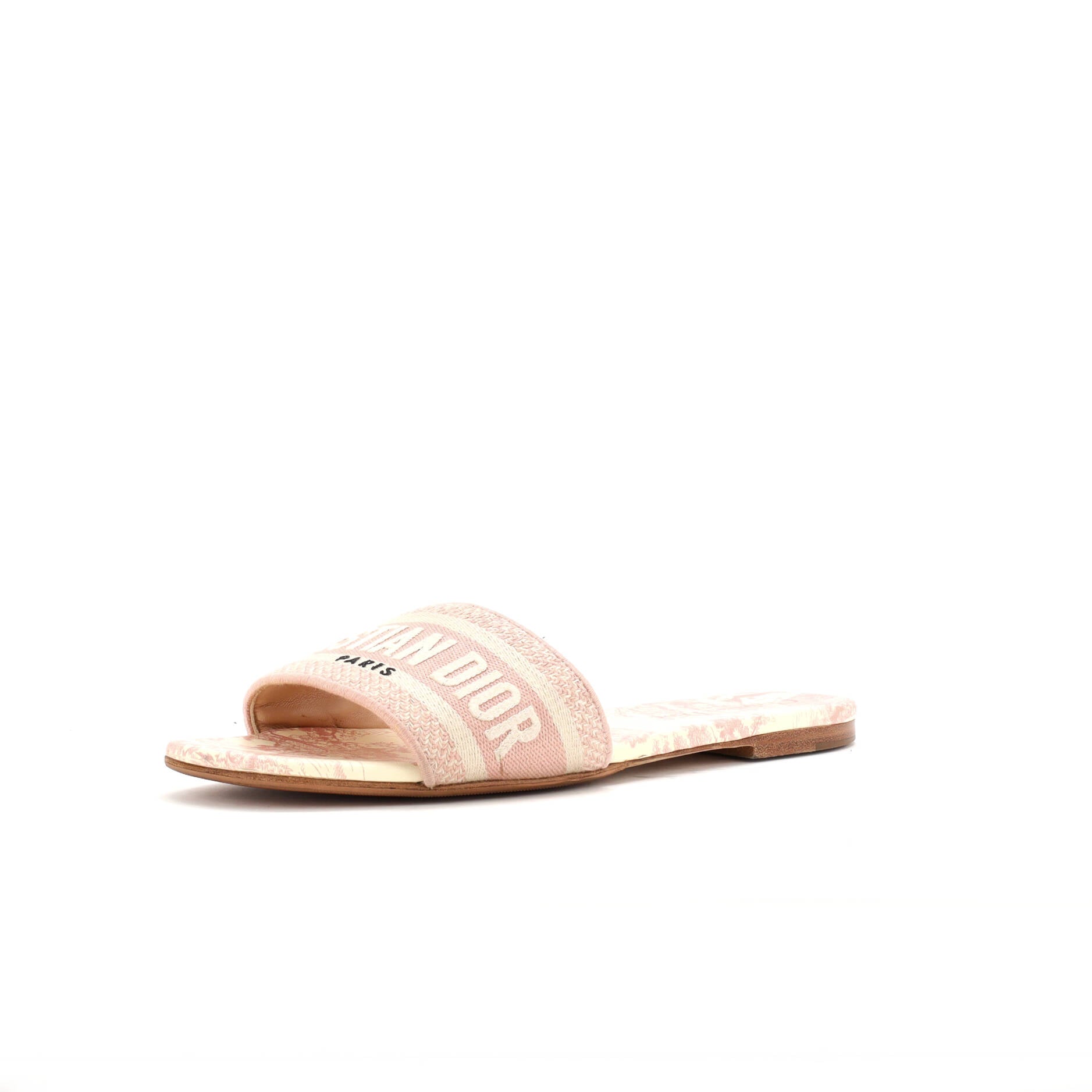CHRISTIAN DIOR, Dior Women's Dway Flat Sandals Embroidered Canvas