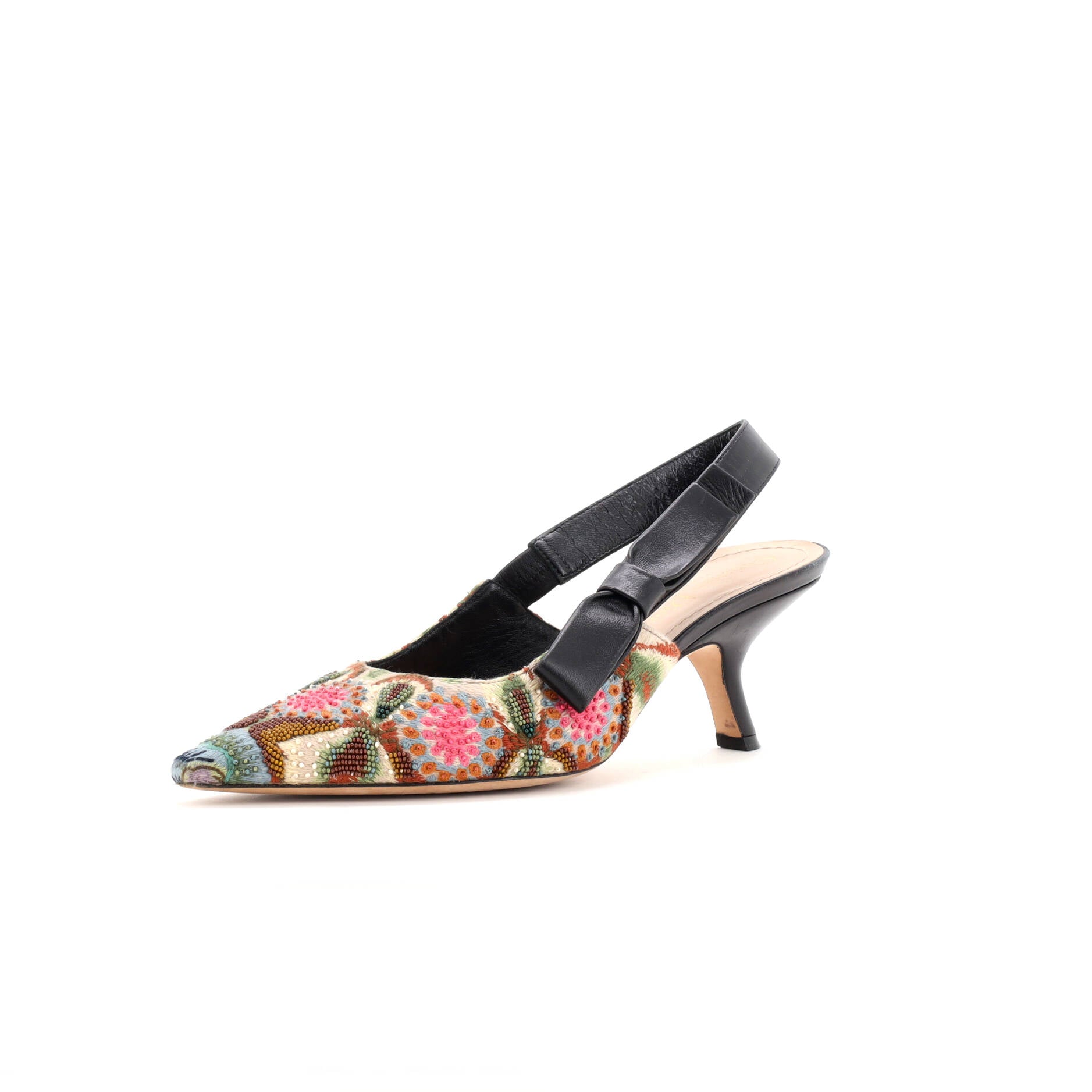 CHRISTIAN DIOR, Dior Women's J'Adior Slingback Pumps Flower Embroidered Leather 65