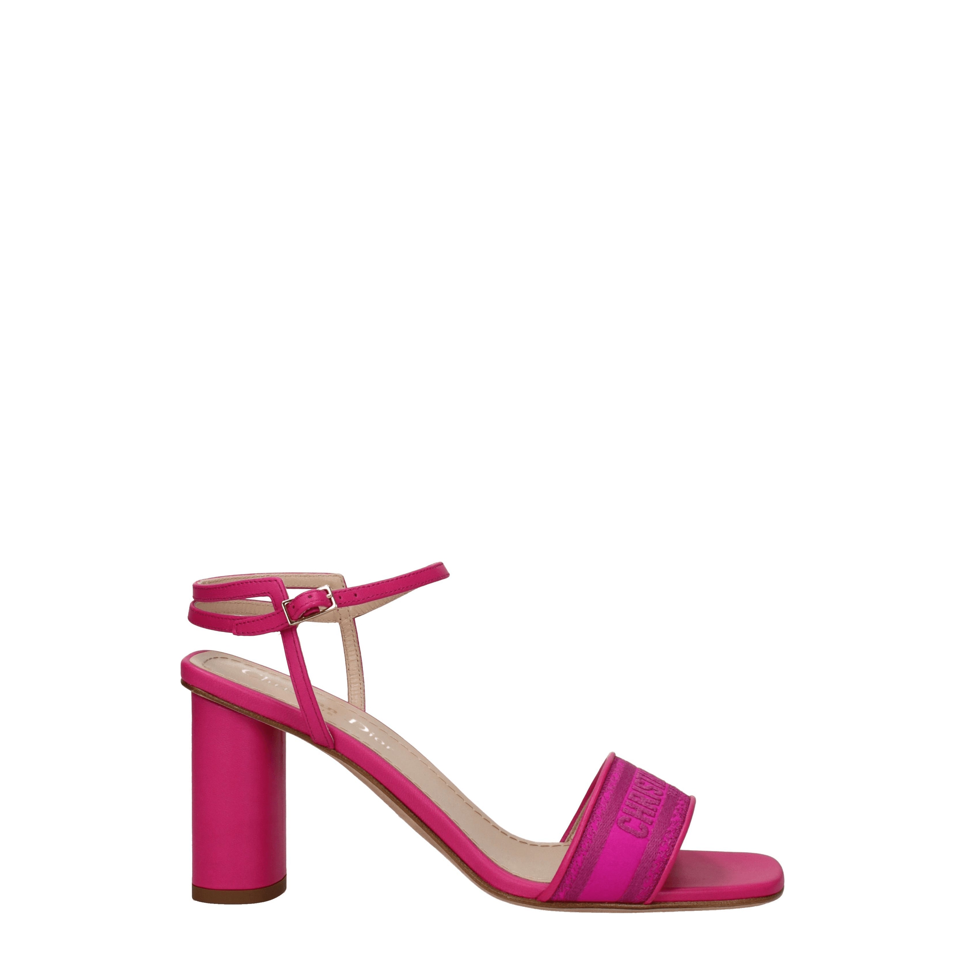 Christian Dior Sandals Women Fabric Fuxia