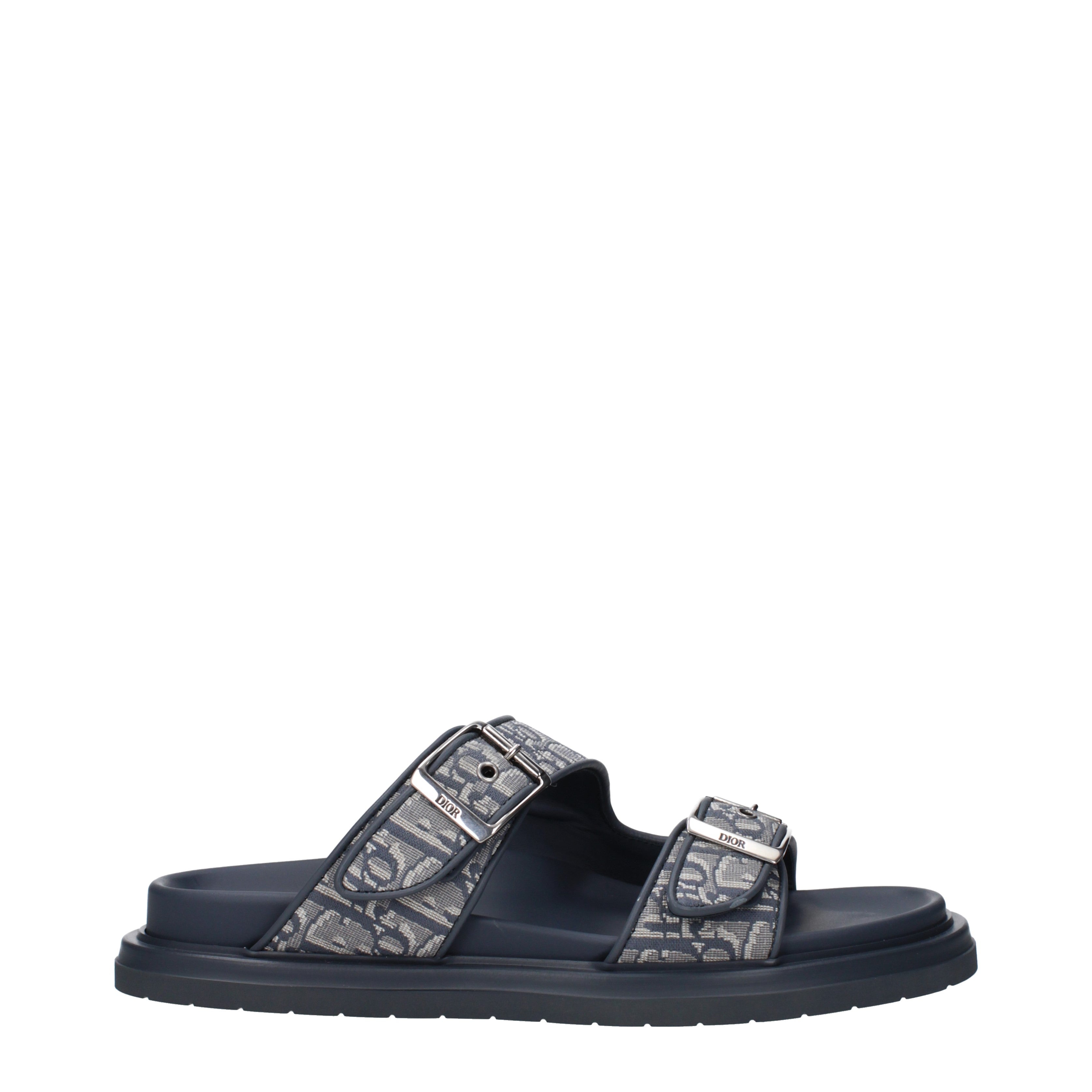 Christian Dior Slippers and Clogs Men Fabric Gray/Aviation Blue