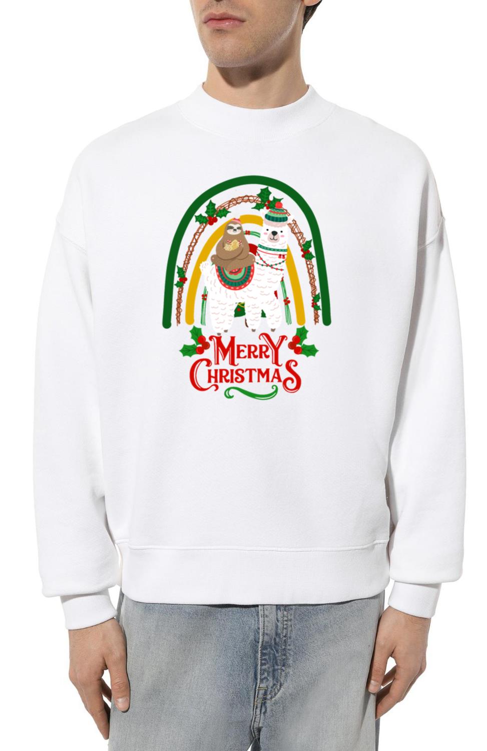 Christmas llama and sloth kawaii - Unisex Sweatshirt