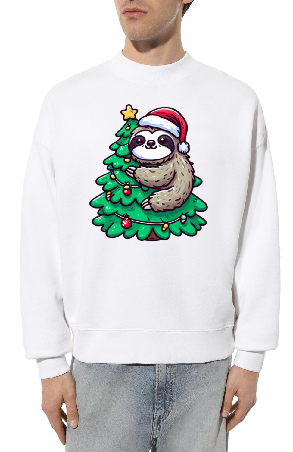 Christmas Sloth - Relaxing on the Christmas Tree - Unisex Sweatshirt